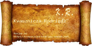 Kvasznicza Rodrigó névjegykártya